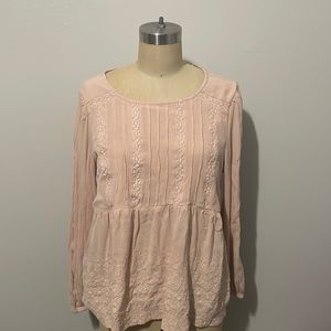 Long Sleeve Light Pink Blouse